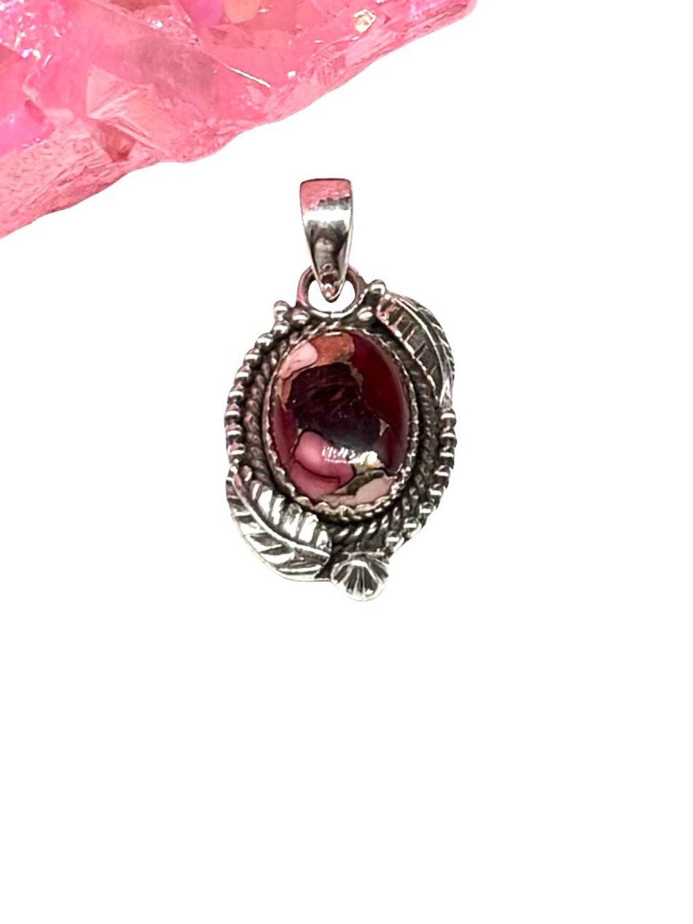Red Rose Dahlia Turquoise Necklace Pendant Solid 925 Sterling Silver